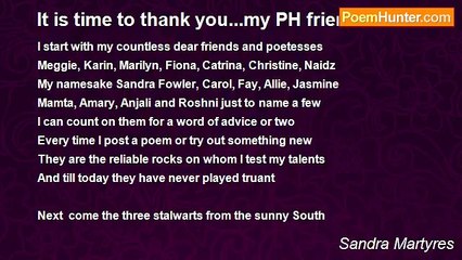 Sandra Martyres - It is time to thank you...my PH friends
