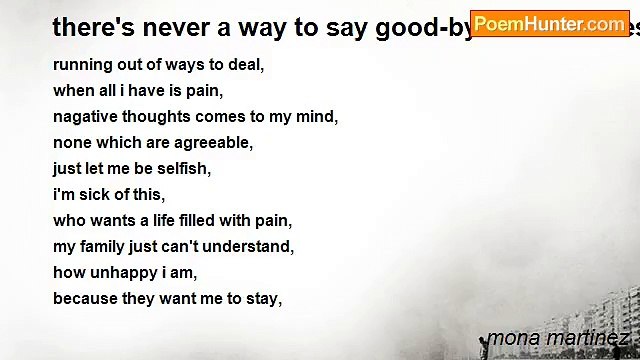 mona martinez - there's never a way to say good-bye to love ones