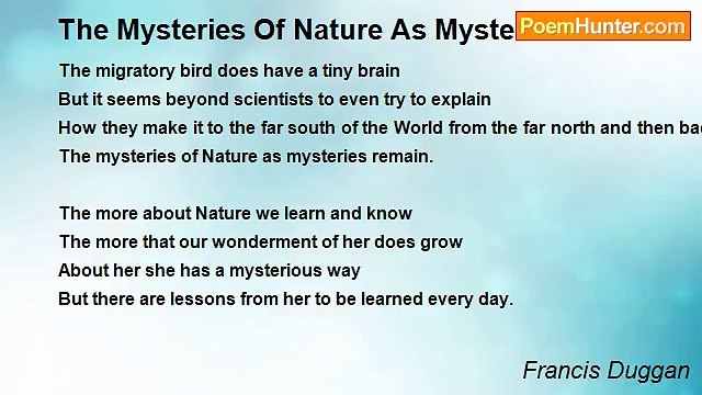 Francis Duggan - The Mysteries Of Nature As Mysteries Remain