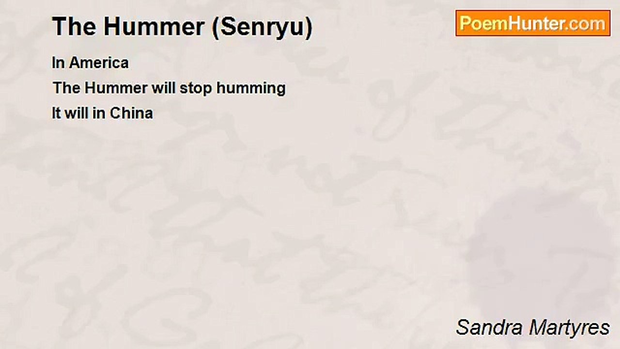 Sandra Martyres - The Hummer (Senryu)