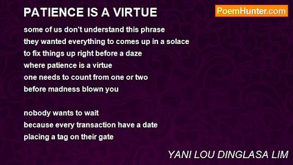 YANI LOU DINGLASA LIM - PATIENCE IS A VIRTUE