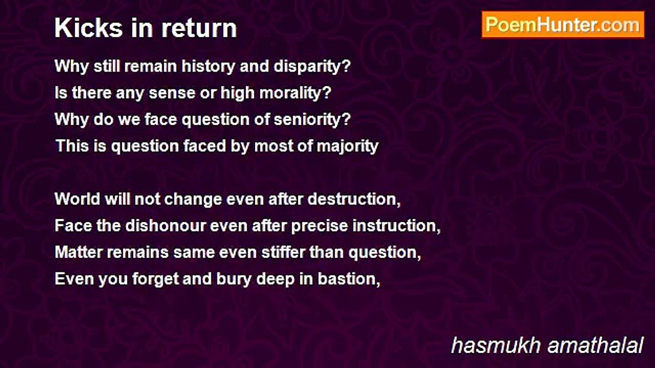 hasmukh amathalal - Kicks in return