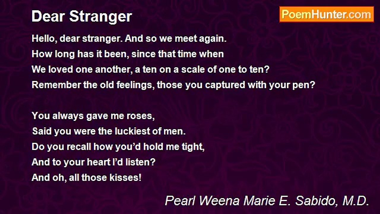 Pearl Weena Marie E. Sabido, M.D. - Dear Stranger