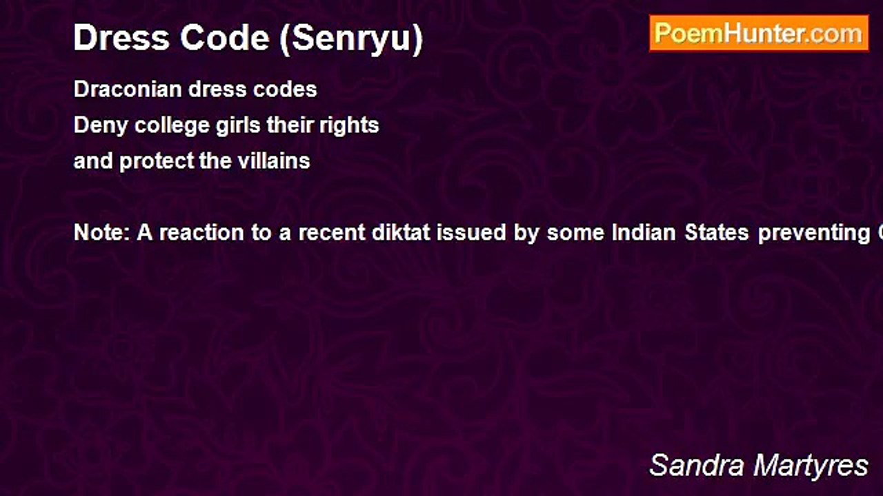Sandra Martyres - Dress Code (Senryu)