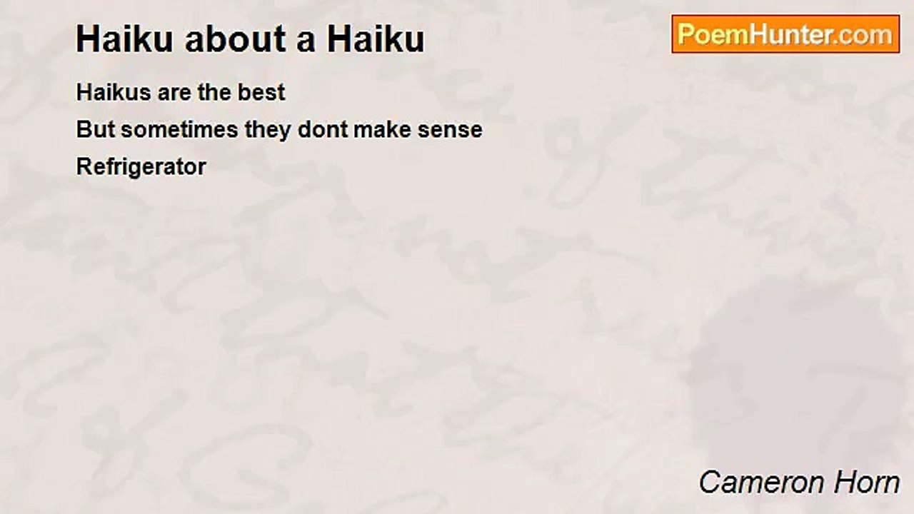 Cameron Horn - Haiku about a Haiku