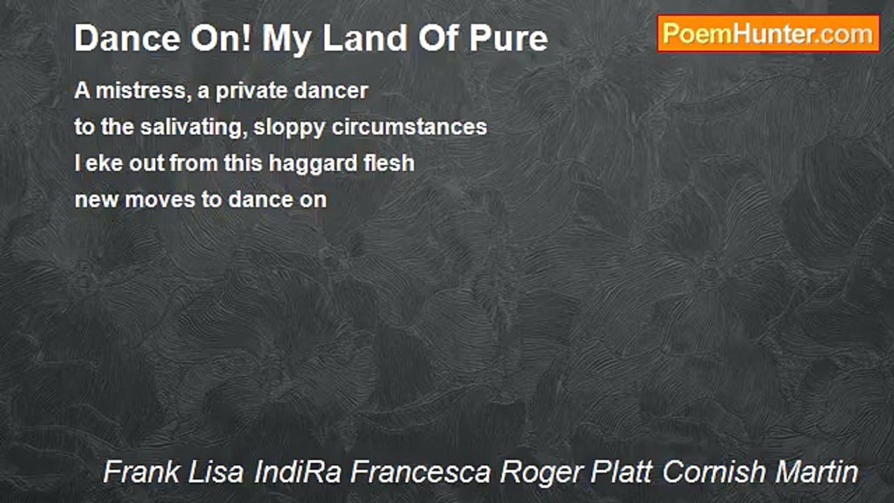 Frank Lisa IndiRa Francesca Roger Platt Cornish Martin - Dance On! My Land Of Pure