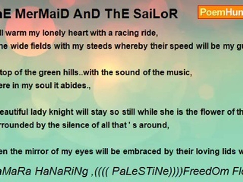 TaMaRa HaNaRiNg ,(((( PaLeSTiNe))))FreedOm Flottila . - ThE MerMaiD AnD ThE SaiLoR