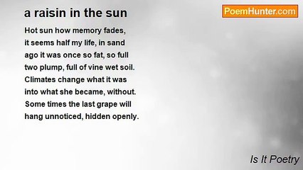 Is It Poetry - a raisin in the sun