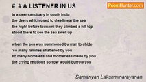 Samanyan Lakshminarayanan - #  # A LISTENER IN US