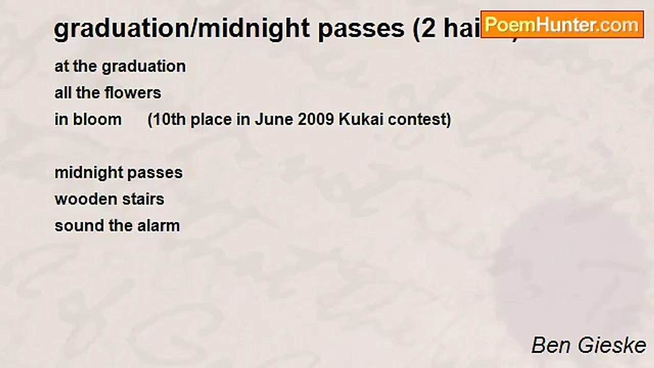 Ben Gieske - graduation/midnight passes (2 haiku)
