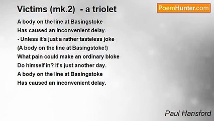 Paul Hansford - Victims (mk.2)  - a triolet