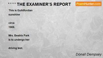 Dónall Dempsey - ' ' ' ' THE EXAMINER’S REPORT