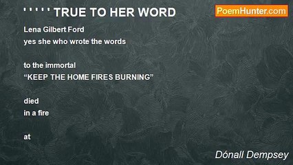 Dónall Dempsey - ' ' ' ' ' TRUE TO HER WORD