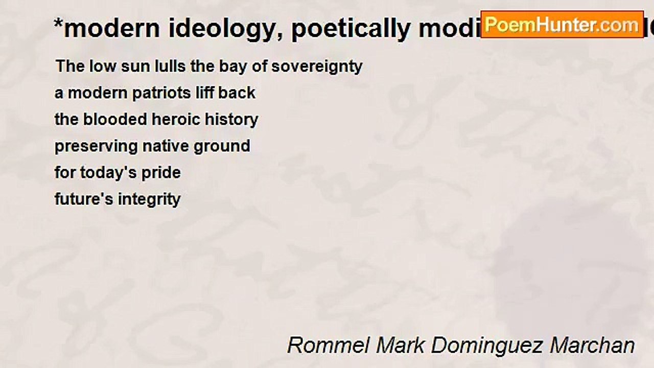 Rommel Mark Dominguez Marchan - *modern ideology, poetically modified........NATIONALISM