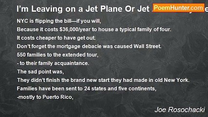 Joe Rosochacki - I’m Leaving on a Jet Plane Or Jet Airliner by Steve Miller Or  New York, New York