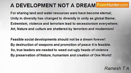 Ramesh T A - A DEVELOPMENT NOT A DREAM AT ALL!