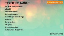 bethany seed - **Forgotten Lyrics**