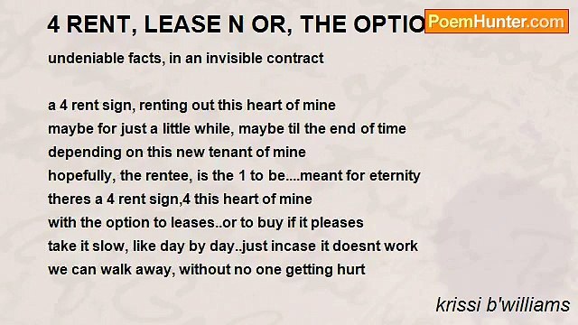 krissi b'williams - 4 RENT, LEASE N OR, THE OPTION TO BUY