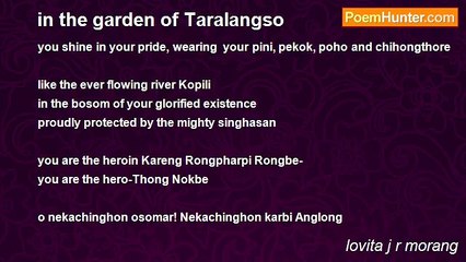 lovita j r morang - in the garden of Taralangso