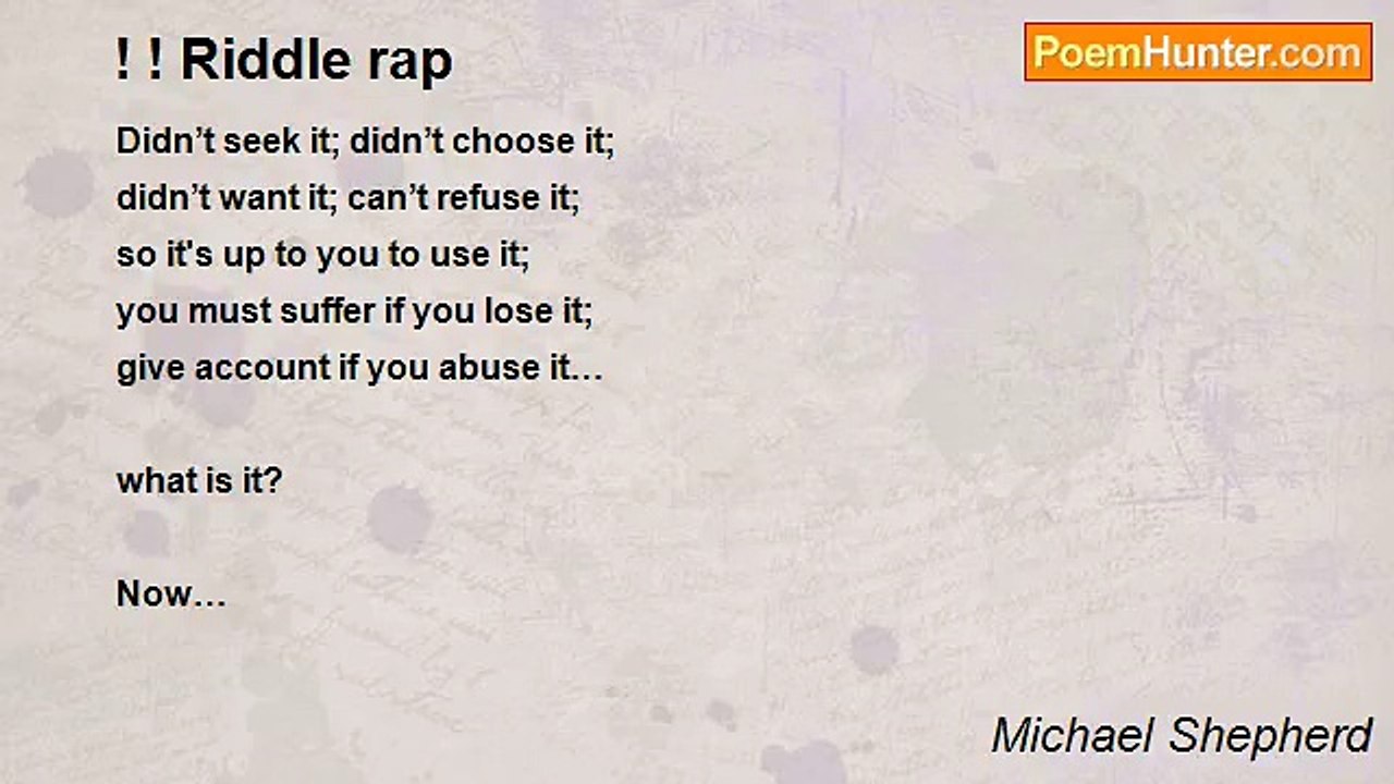 Michael Shepherd - ! ! Riddle rap