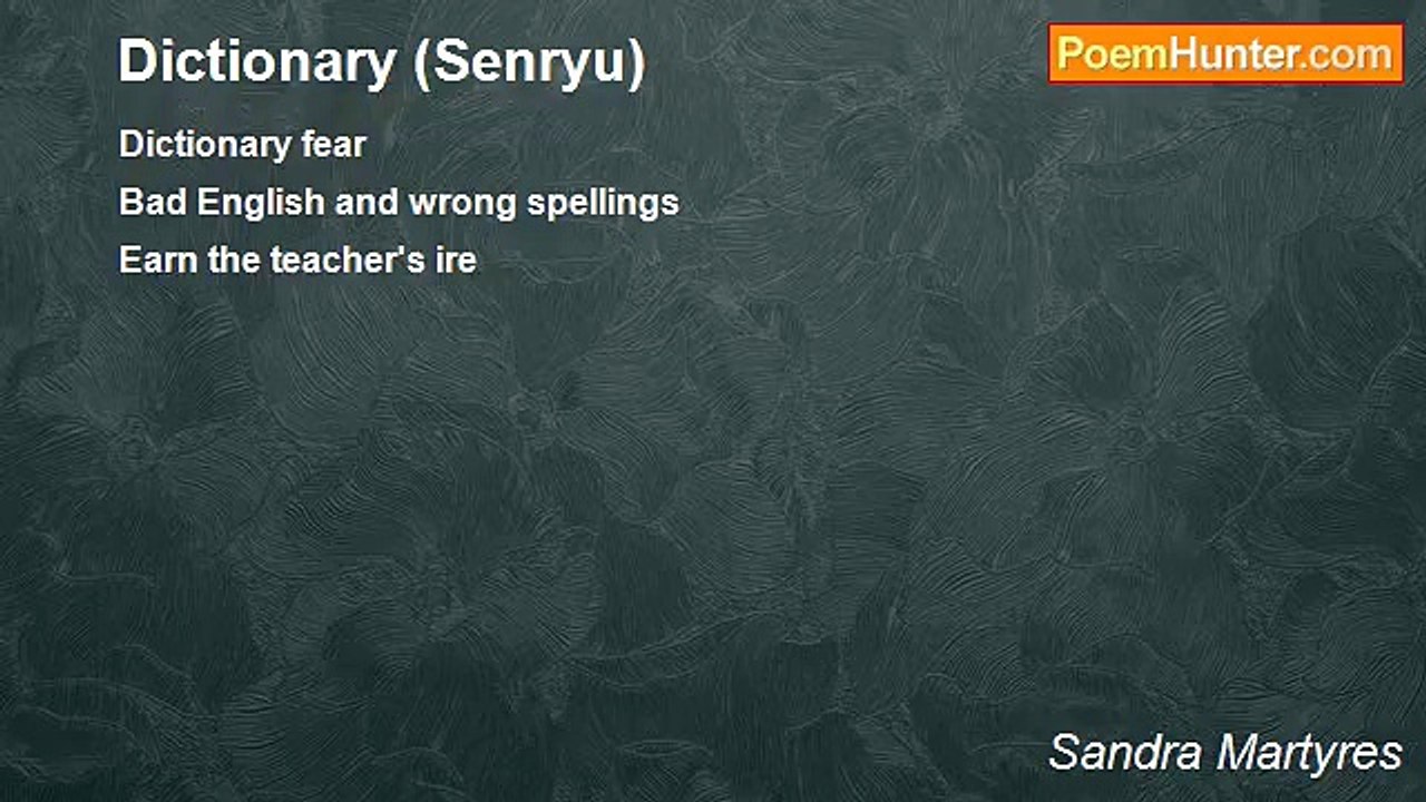 Sandra Martyres - Dictionary (Senryu)