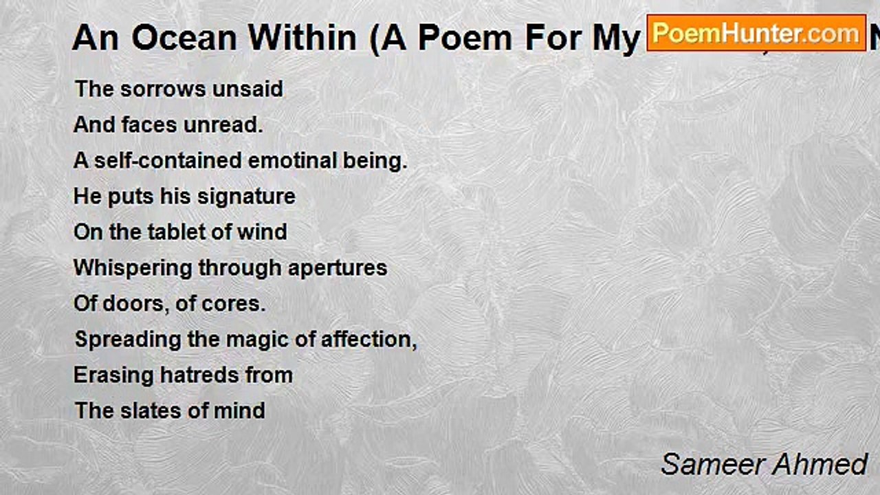 Sameer Ahmed - An Ocean Within (A Poem For My Father, Poet Naseer Ahmed Nasir)