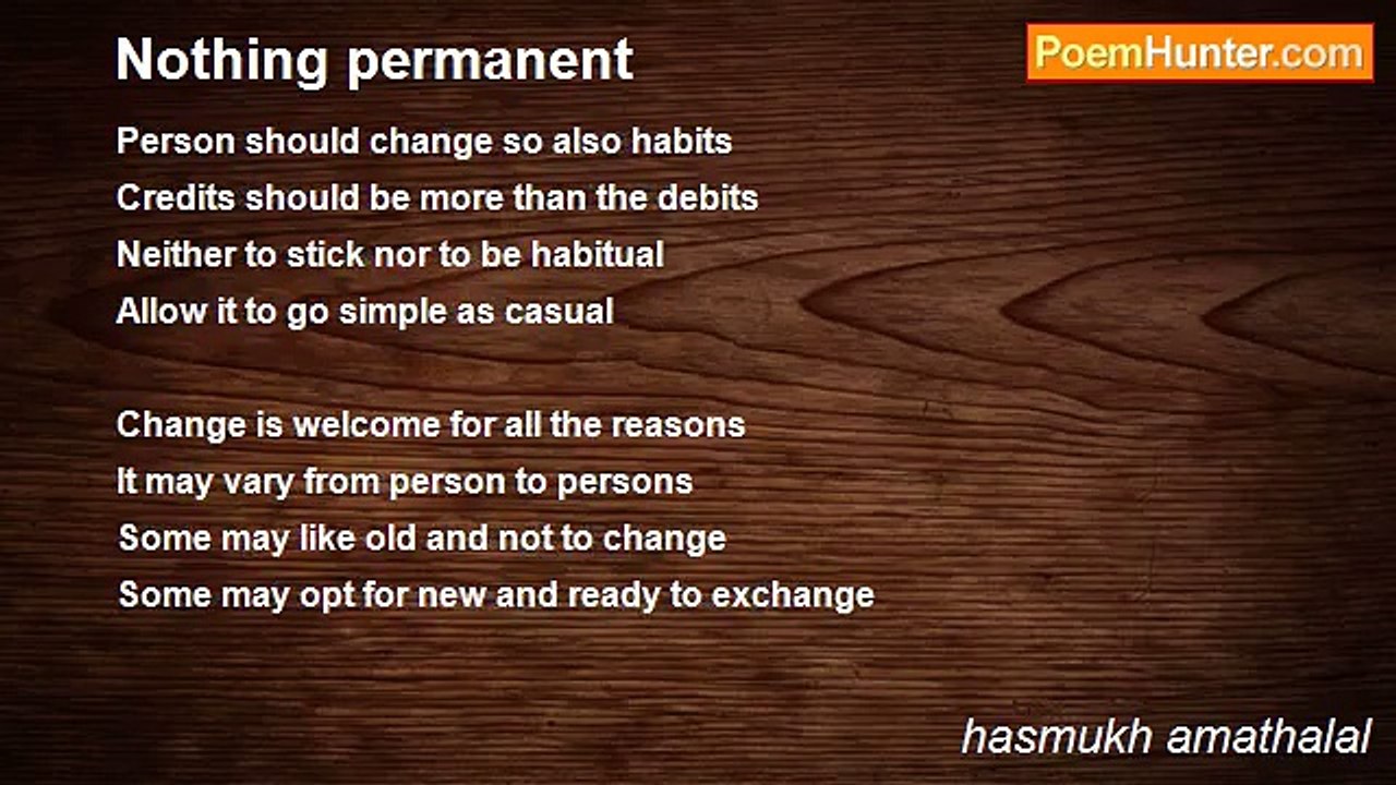 hasmukh amathalal - Nothing permanent