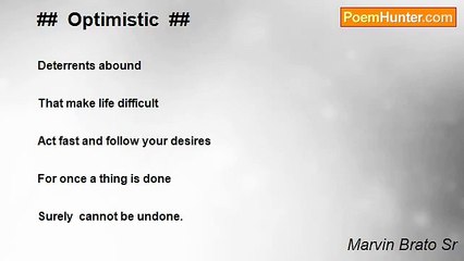 Marvin Brato Sr - ##  Optimistic  ##