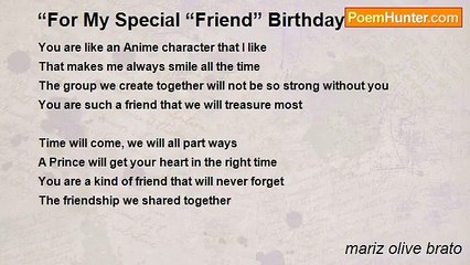 mariz olive brato - “For My Special “Friend” Birthday”