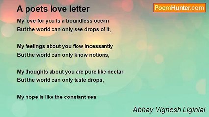 Abhay Vignesh Liginlal - A poets love letter