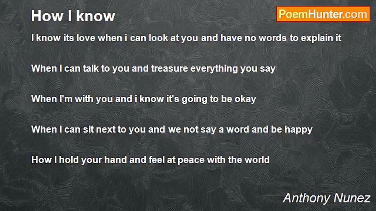 Anthony Nunez - How I know