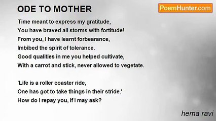 hema ravi - ODE TO MOTHER