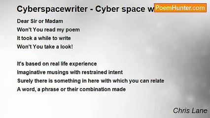 Chris Lane - Cyberspacewriter - Cyber space writer