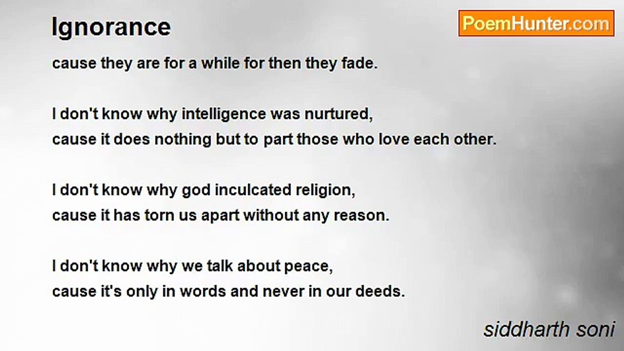 siddharth soni - Ignorance