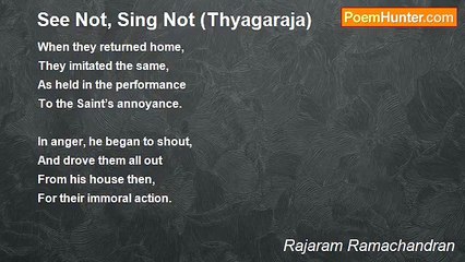 Rajaram Ramachandran - See Not, Sing Not (Thyagaraja)