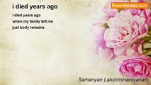 Samanyan Lakshminarayanan - i died years ago