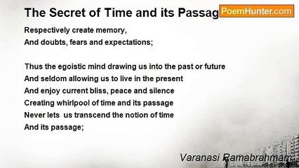 Varanasi Ramabrahmam - The Secret of Time and its Passage