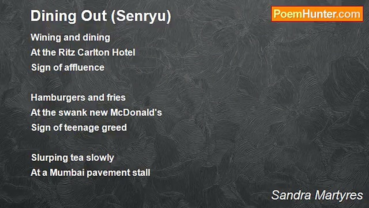 Sandra Martyres - Dining Out (Senryu)