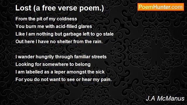 J.A McManus - Lost (a free verse poem.)