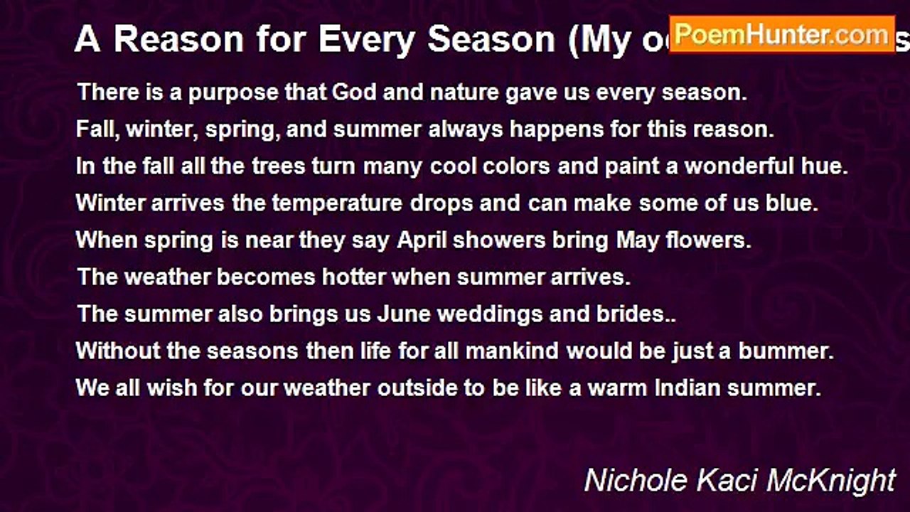 Nichole Kaci McKnight - A Reason for Every Season (My ode to the seasons and Indian summer.)