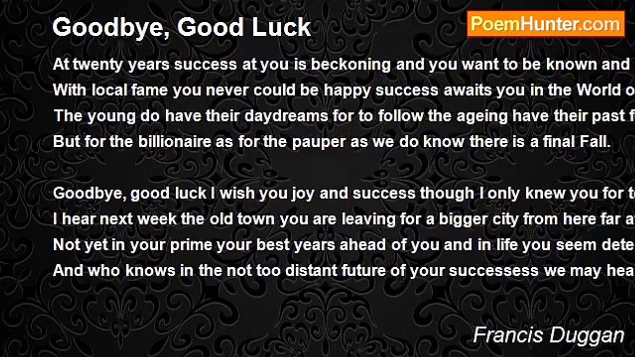 Francis Duggan - Goodbye, Good Luck