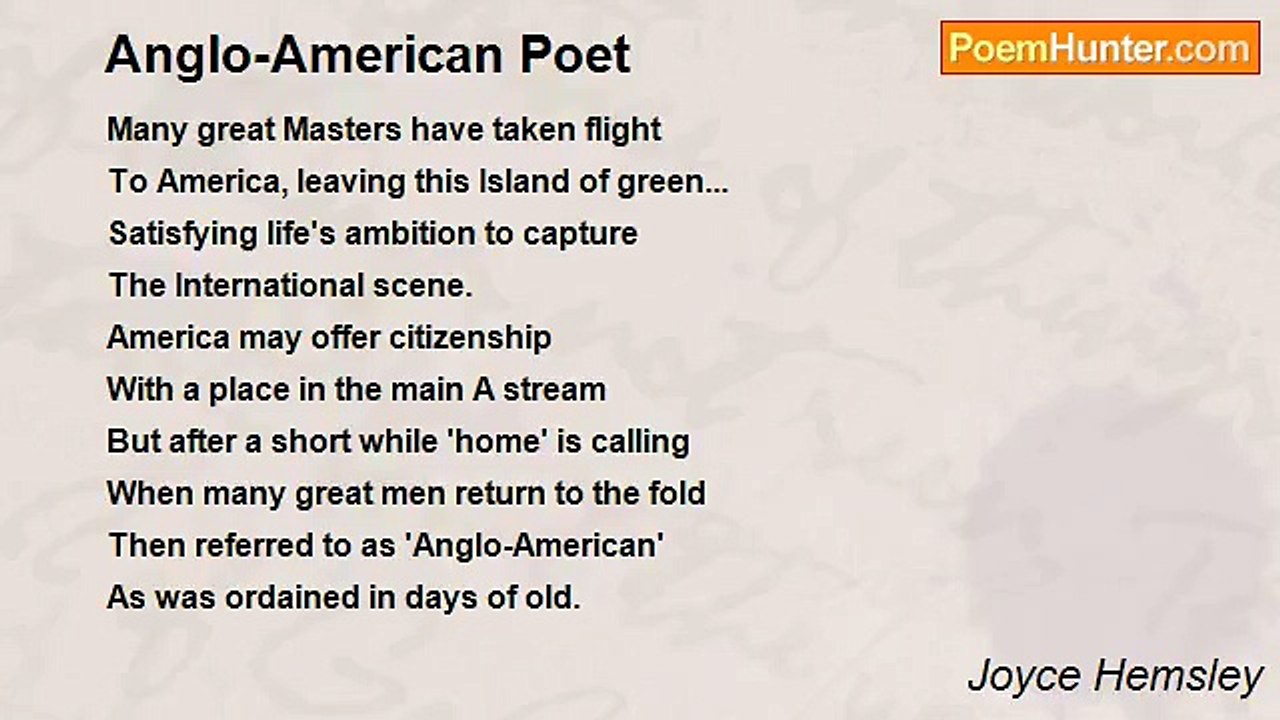 Joyce Hemsley - Anglo-American Poet