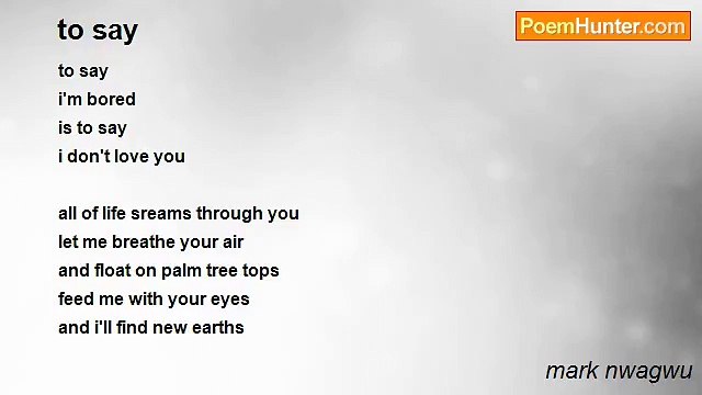 mark nwagwu - to say