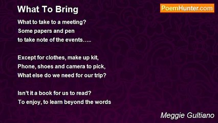 Meggie Gultiano - What To Bring