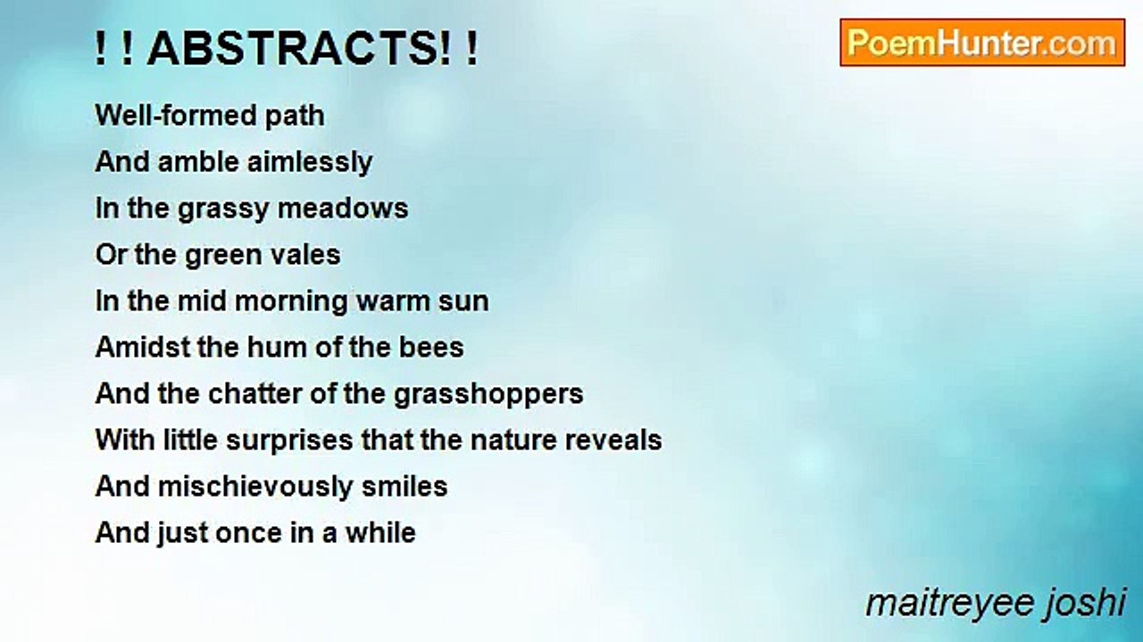 maitreyee joshi - ! ! ABSTRACTS! !