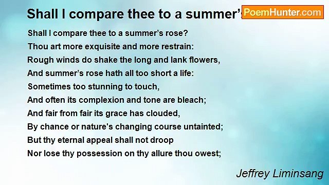 Jeffrey Liminsang - Shall I compare thee to a summer’s rose?