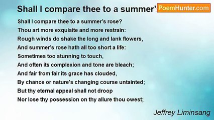 Jeffrey Liminsang - Shall I compare thee to a summer’s rose?