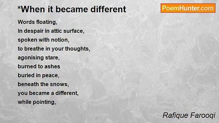 Rafique Farooqi - *When it became different