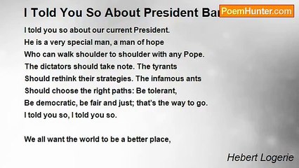 Hebert Logerie - I Told You So About President Barack Obama