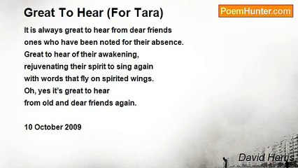 David Harris - Great To Hear (For Tara)